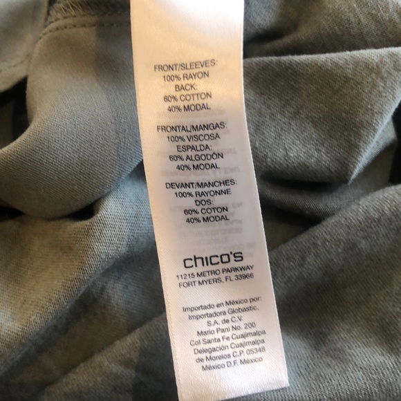 Chicos green blouse top silky long sleeve small 4 - Picture 3 of 3